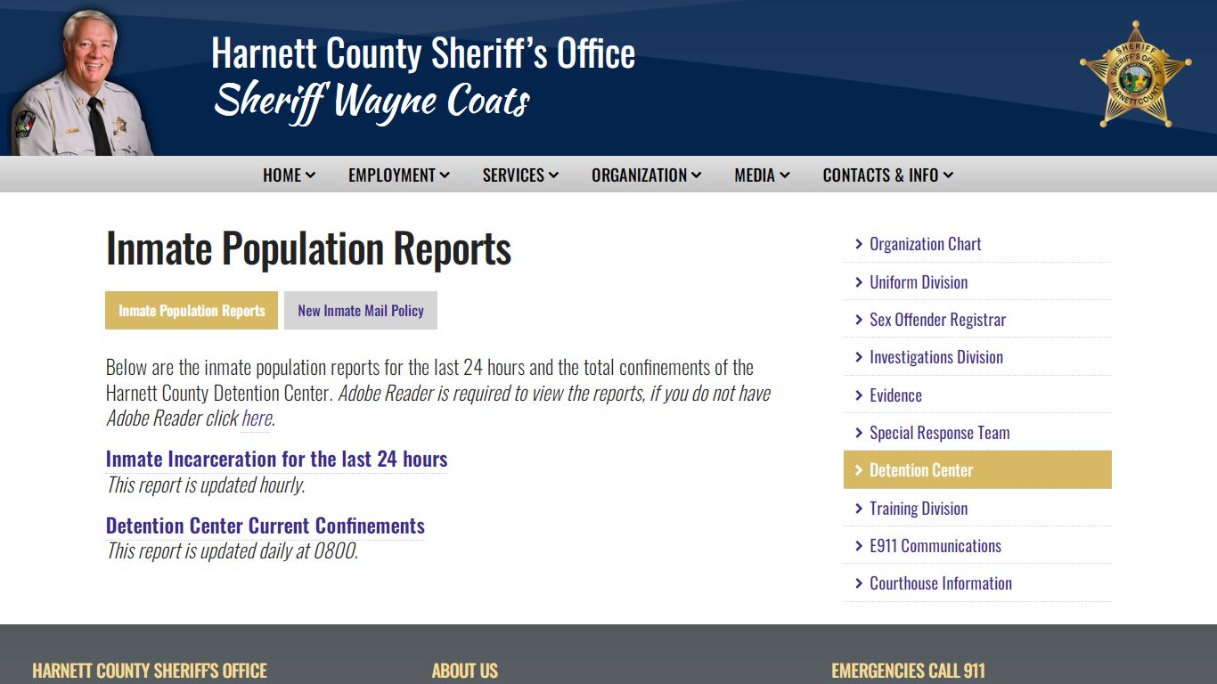 Inmate Population Reports // Harnett County, North Carolina