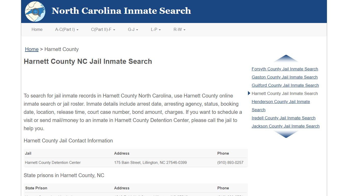 Harnett County NC Jail Inmate Search